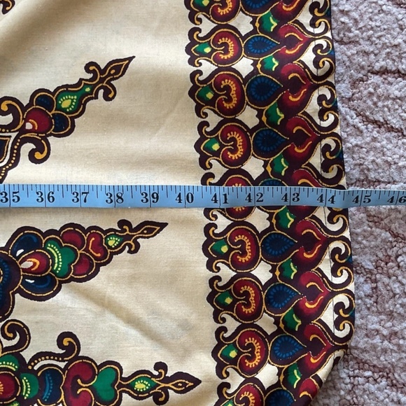 VTG Dashiki African Print Adjustable Waist Gold Maroon Kaftan Kimono Dress O/S - Picture 11 of 11